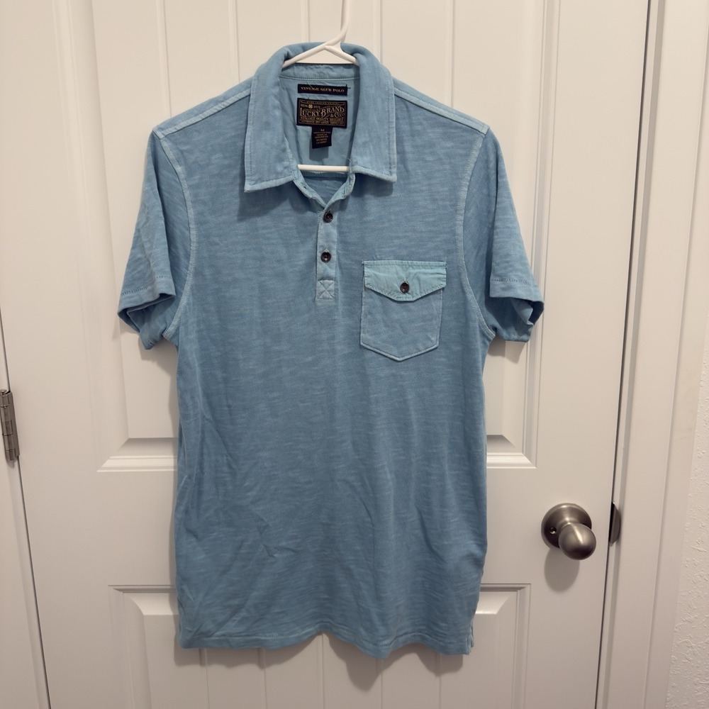 Lucky Brand Men's Bright Blue Vintage Slub Polo Size M
